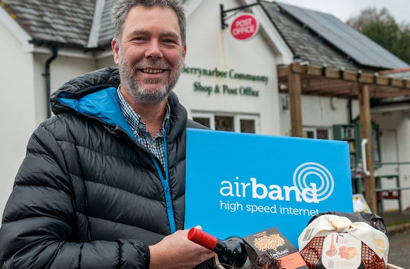 Airband give hamper to first fibre broadband customer in Berrynarbor, Devon