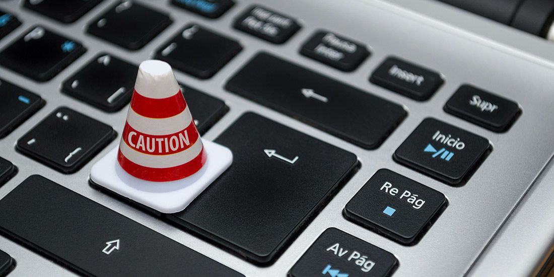Caution cone on keyboard