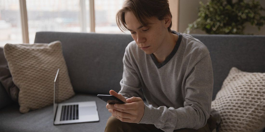 Young man on phone