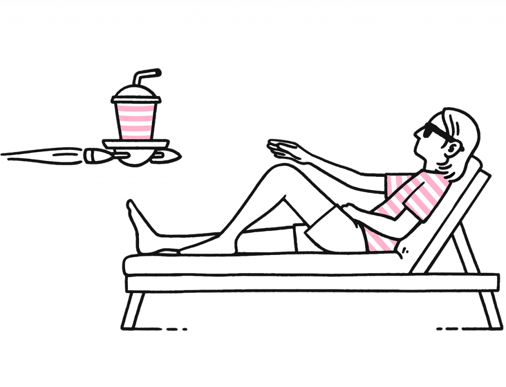 Woman relaxing on a sun bed using ultrafast broadband.