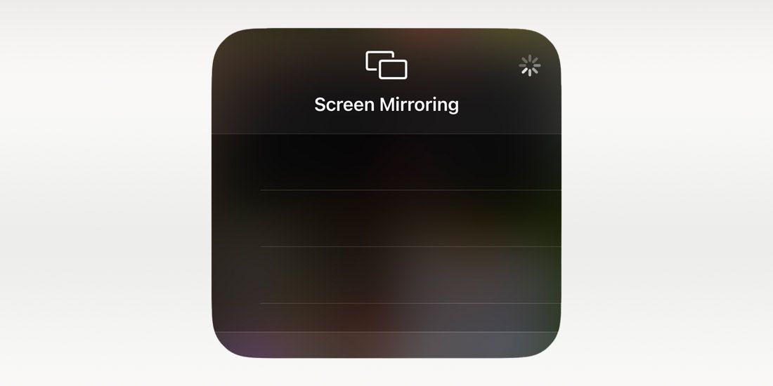Screen mirroring menu