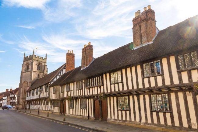 A row of old style houses in Stratford-upon-Avon